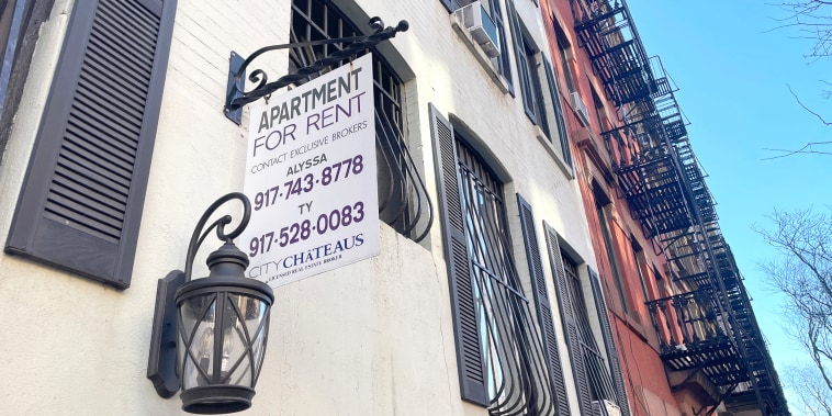 Apartment for rent sign, Hell's Kitchen, New York City