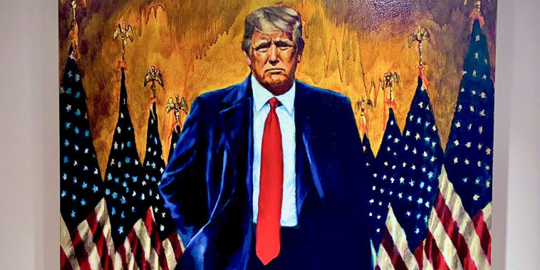 A painting of Donald Trump hung on a wall in the White House.