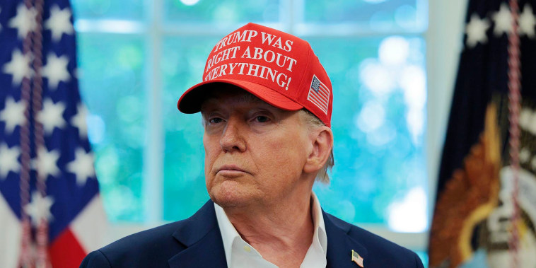 President Donald Trump speaks in the Oval Office on Aug. 22, 2025.