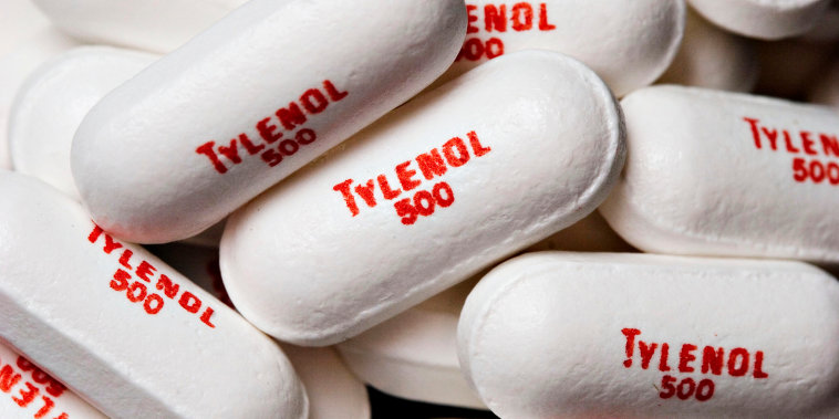 Johnson & Johnson's Tylenol pills in a pile.