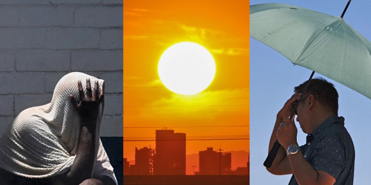 Heat waves in Phoenix, left, and Las Vegas.