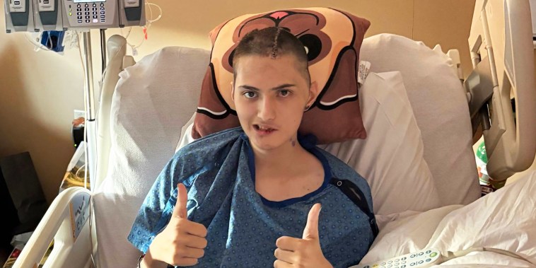 Matthew Silverstone, 18, at Common Spirit St. Anthony Hospital.