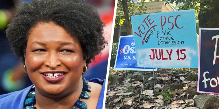 Stacey Abrams; Signs supporting Peter Hubbard in Atlanta.