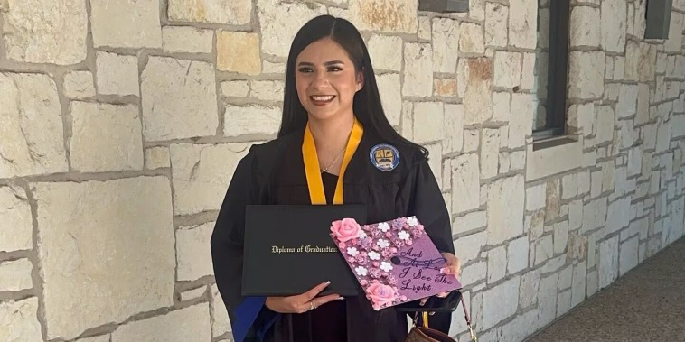Any Lucia Lopez Belloza celebrates her high school graduation in Texas. 