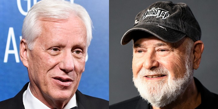 A split composite image of James Woods and Rob Reiner