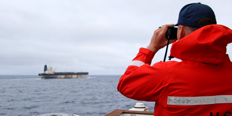 The U.S. European Command posted this image on X, alongside an update that the Department of Justice and Homeland Security have "today announced the seizure of
the M/V Bella 1 for violations of U.S. sanctions."