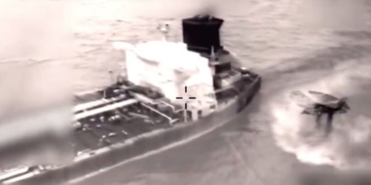 Video released by U.S. Southern Command show the seizure of the tanker Olina in the Caribbean Sea.