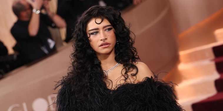 Odessa A'zion posing for her portrait to be taken at the Golden Globes.