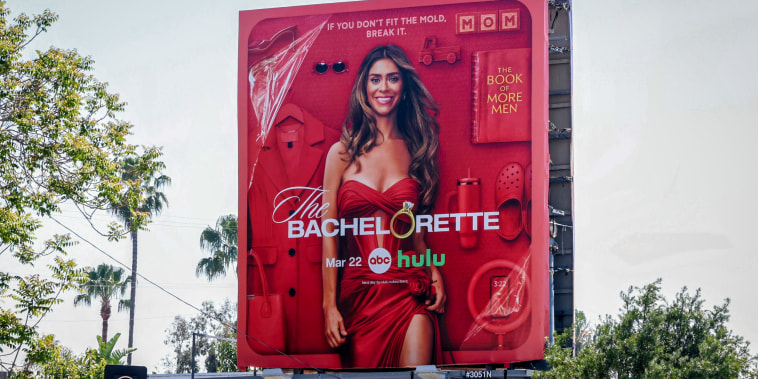 A billboard of The Bachelorette season 22 billboard starring Taylor Frankie Paul.