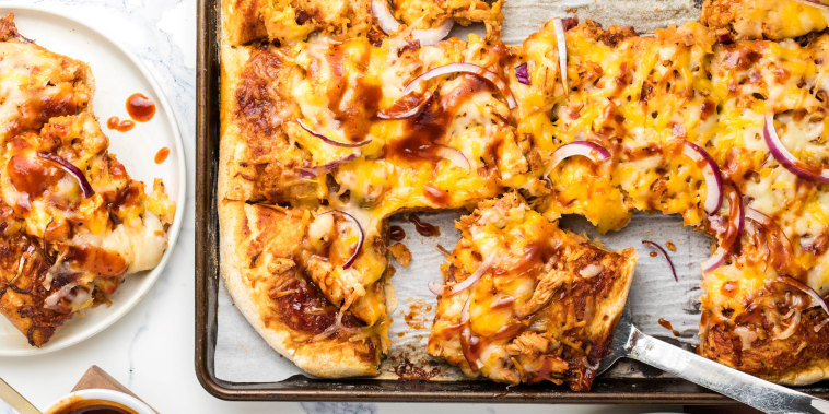Joy Bauer's Sheet-Pan Barbecue Chicken Pizza.