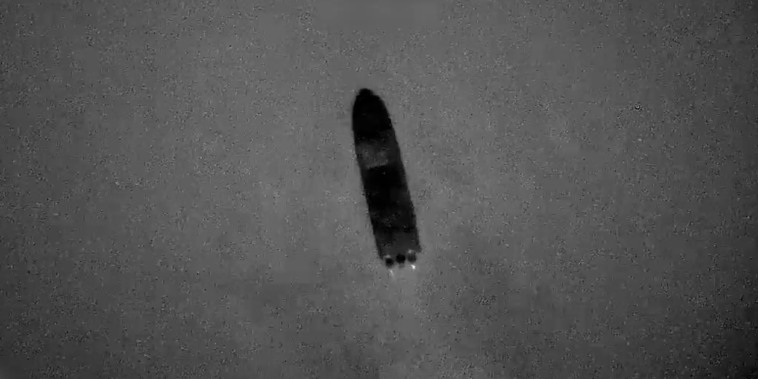 Video shows an alleged drug smuggling boat that was struck by the U.S. in the Caribbean on Monday, May 4, 2026, killing two people on board, according to U.S. Southern Command.