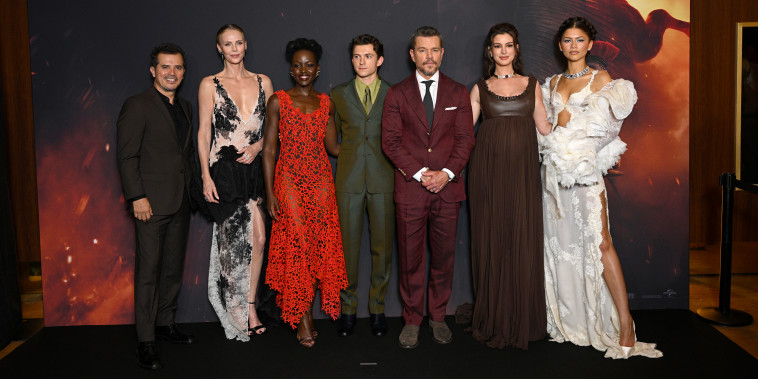 John Leguizamo, Charlize Theron, Lupita Nyong'o, Tom Holland, Matt Damon, Anne Hathaway and Zendaya attend Universal Pictures "The Odyssey" Paris Premiere.