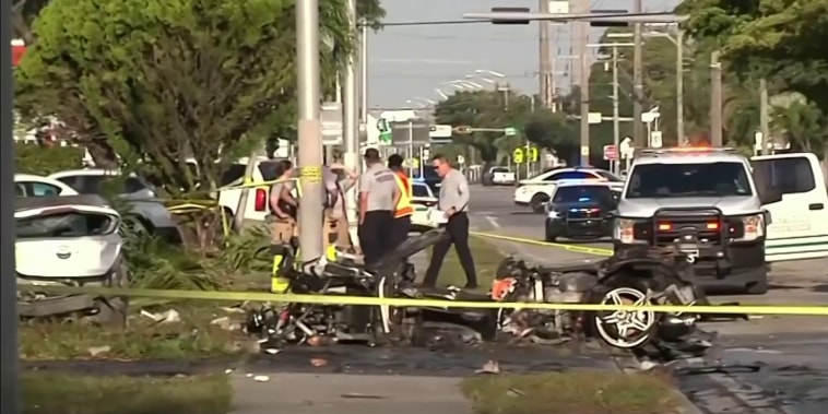 Un Lamborghini se estrella en Miami y luego se incendia