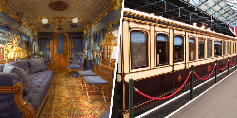 One of Queen Victoria's lavish carriages in the royal train