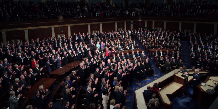 Image: President Donald Trump arrives for the State of the Union address on Jan. 30, 2018.