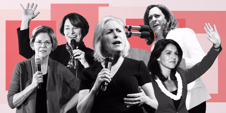 Image: Sen. Amy Klobuchar, Sen. Elizabeth Warren, Sen. Kirsten Gillibrand, Sen. Kamala Harris, Rep. Tulsi Gabbard