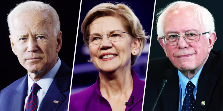 Joe Biden, Elizabeth Warren, Bernie Sanders.