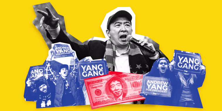 Image: Andrew Yang has seen a slow and steady tick upward in his polling and fundraising -- and the Yang Gang is with him all the way.