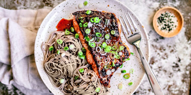 Hot honey and soy salmon