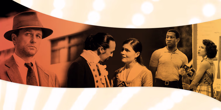 Image: Matthew Rhys in \"Perry Mason;\" Lin-Manuel Miranda and Philippa Soo in \"Hamilton;\" and Jonathan Majors and Jurnee Smollett in \"Lovecraft Country.\"