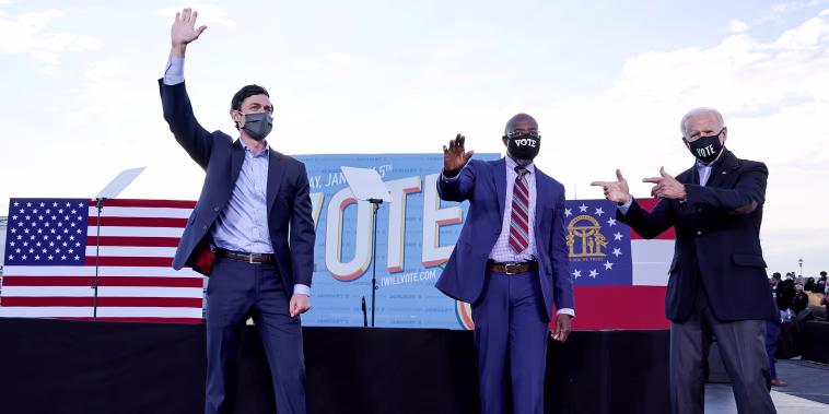 Image: FILE PHOTO: U.S. President-elect Joe Biden campaigns for Democratic U.S. Senate candidates Ossoff and Warnock in Atlanta, Georgia