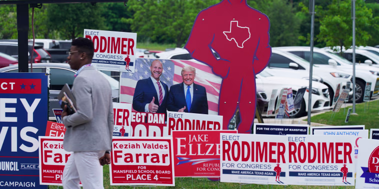 An early voting location opens in Mansfield, Texas on April 27, 2021.