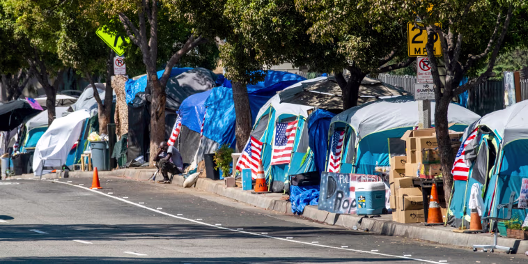 Homeless veterans encampment.