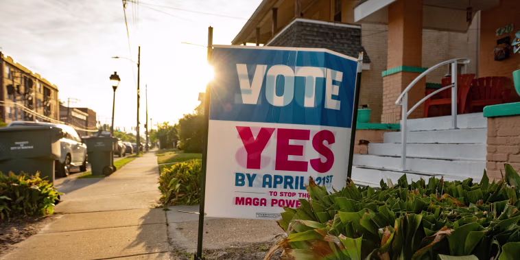 Signs promoting Virginia's redistricting referendum vote