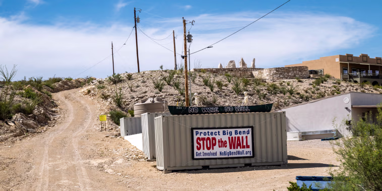 A protest sign on a state road that leads into Big Bend National Park 