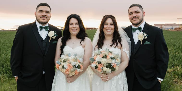 Identical twin brothers marry twin sisters in double wedding … and share honeymoon  