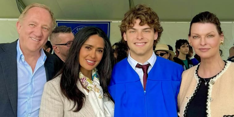 Salma Hayek Celebrates Stepson's Graduation With His Mom, Linda Evangelista