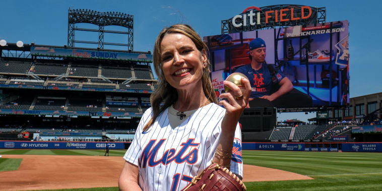 Savannah Guthrie Throws the First Pitch for the Mets While Her Kids Cheer Her On
