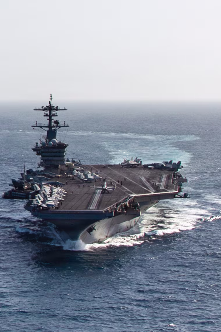 The USS Abraham Lincoln sails on the sea