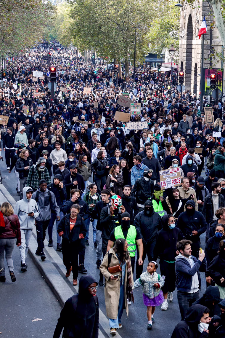 Protesters attend a demonstration.