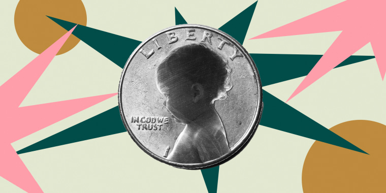 Illustration of coin with the face of a baby