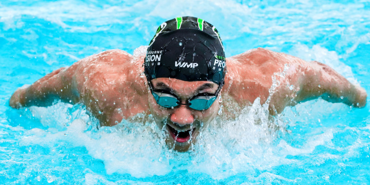 Myanmar swimmer Win Htet Oo swims in a pool in Melbourne