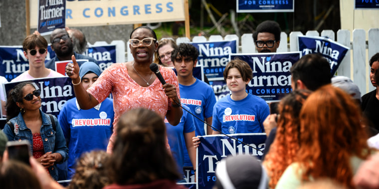 Image: Ohio Congressional Candidate Nina Turner speaks at a campaign stop on July 24, 2021 in Cleveland, Ohio.