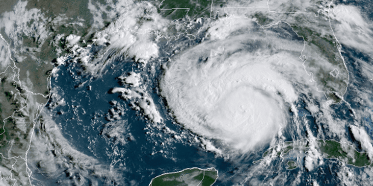 Hurricane Ida makes it's way across the Gulf of Mexico towards Louisiana on August 28, 2021.