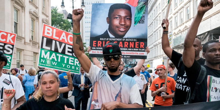 Image: Protesters march and rally on the fifth anniversary of the death of Eric Garner in New York