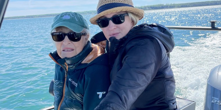 Mika Brzezinski and her mom, Emilie Brzezinski, earlier this summer in Northeast Harbor, Maine.