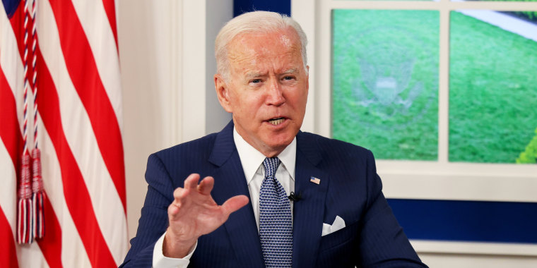 President Joe Biden hosts a virtual Covid-19 summit as part of the United Nations General Assembly from the South Court Auditorium in the White House complex on Sept. 22, 2021.