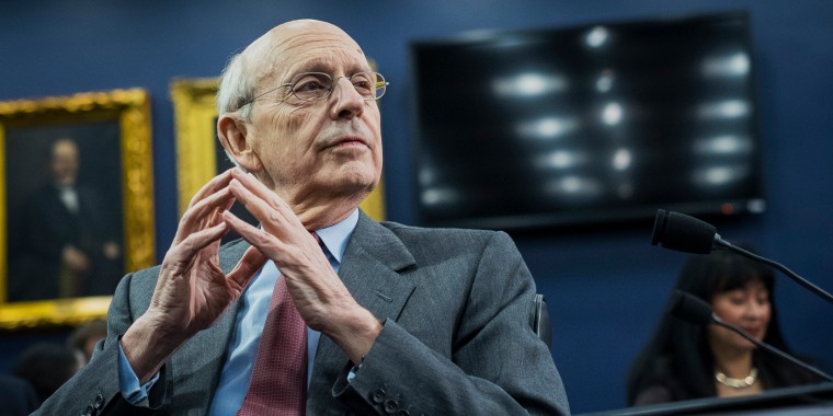 Supreme Court Justice Stephen Breyer waits for the start of a Financial Services and General Government Subcommittee on March 23, 2015.