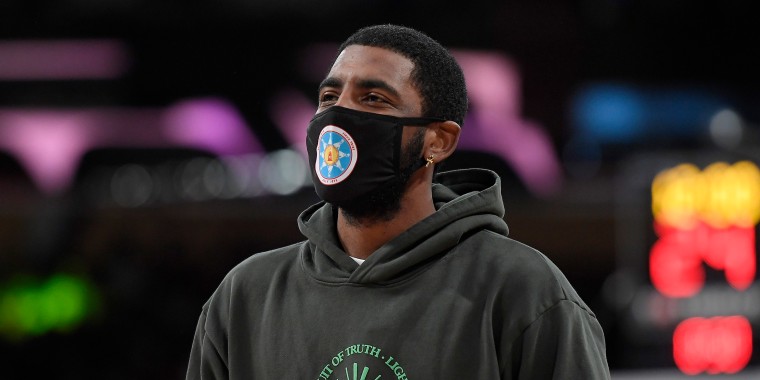 Image: Kyrie Irving of the Brooklyn Nets during a preseason game against the Lakers in Los Angeles on on Oct. 3, 2021.