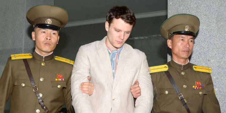 Image: Otto Warmbier is taken to North Korea's top court in Pyongyang, North Korea on March 16, 2016.