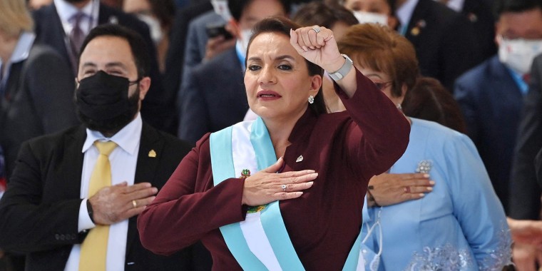 Image: Xiomara Castro during her inauguration ceremony, in Tegucigalpa, Honduras, on Jan. 27, 2022.