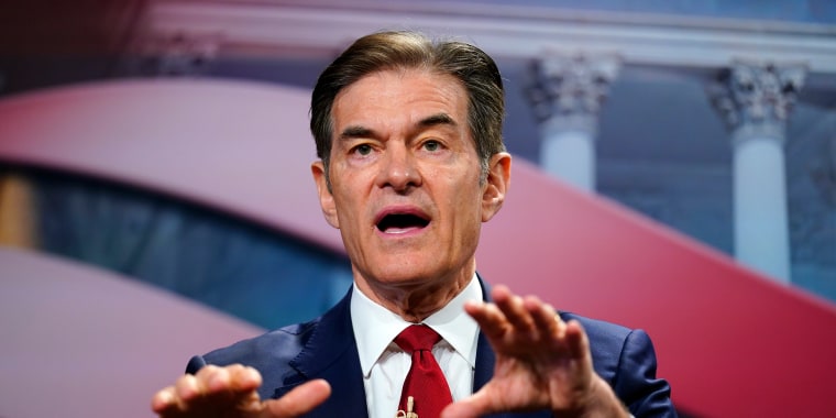 Mehmet Oz takes part in a forum for Republican candidates for U.S. Senate in Pennsylvania at the Pennsylvania Leadership Conference in Camp Hill, Pa., on April 2, 2022.