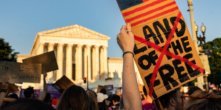 Abortion rights demonstrators protest outside the Supreme Court on June 24, 2022.