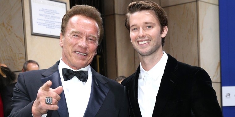 BERLIN, GERMANY - NOVEMBER 09: Arnold Schwarzenegger and his son Patrick Schwarzenegger during the GQ Men of the year Award 2017 at Komische Oper on November 9, 2017 in Berlin, Germany. (Photo by Gisela Schober/Getty Images for GQ)