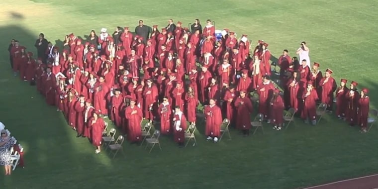 Partial view of the Uvalde High School graduation class of 2022.