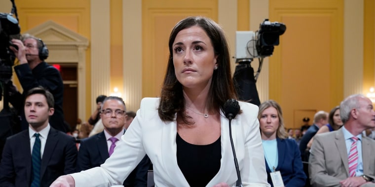 Cassidy Hutchinson arrives to testify before the House select committee at the Capitol in Washington, on June 28, 2022.